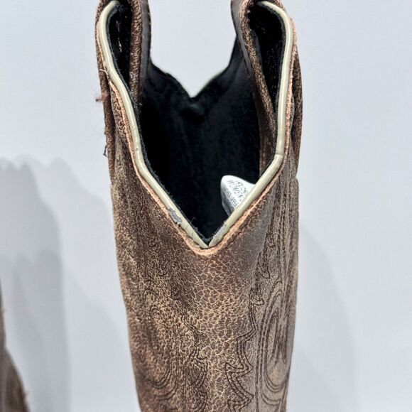 NWOB Rockin' Country Brown Leather Cowgirl Western Boots Snip Toe Women Size 7M - Picture 15 of 16